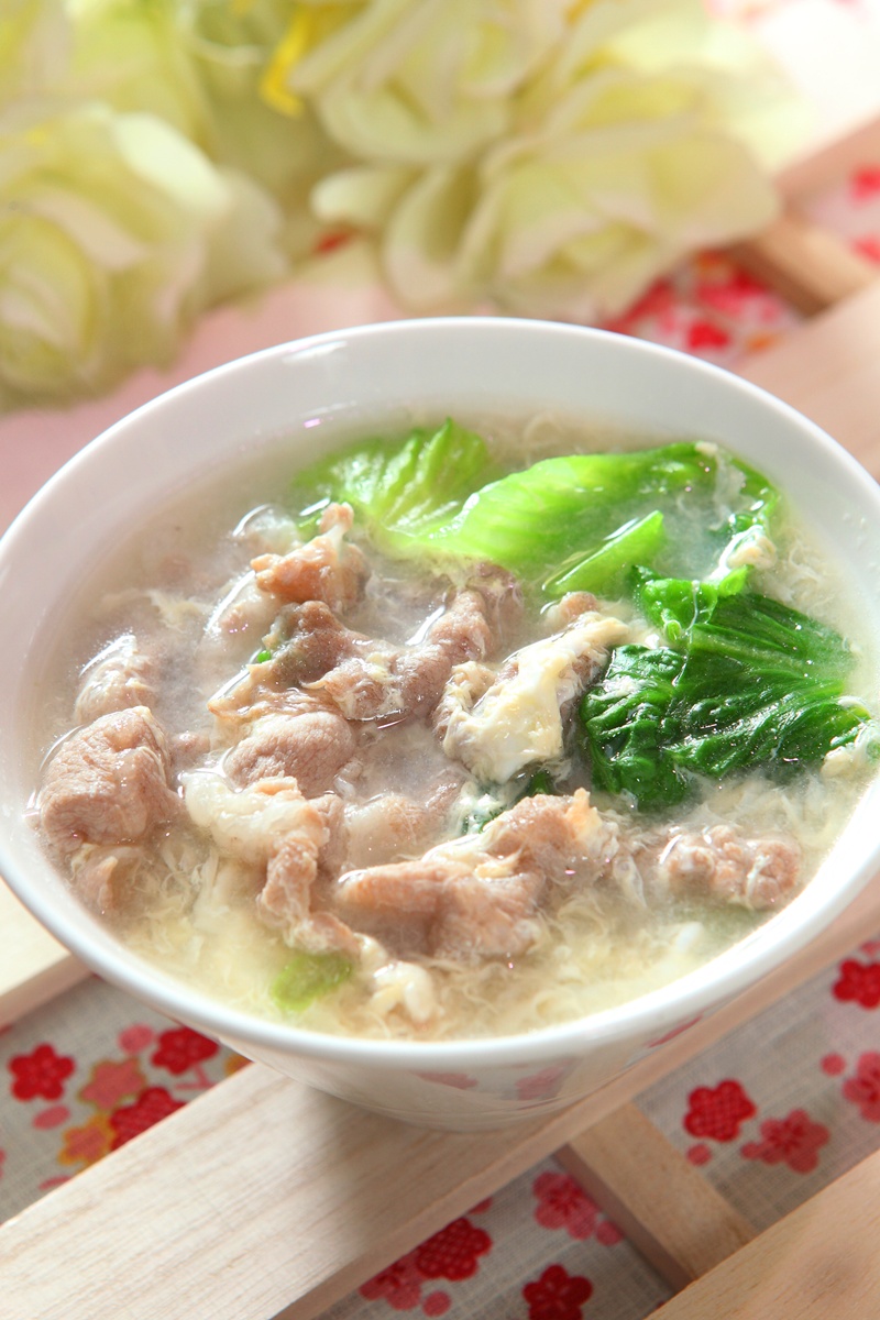 青菜肉片蛋花汤