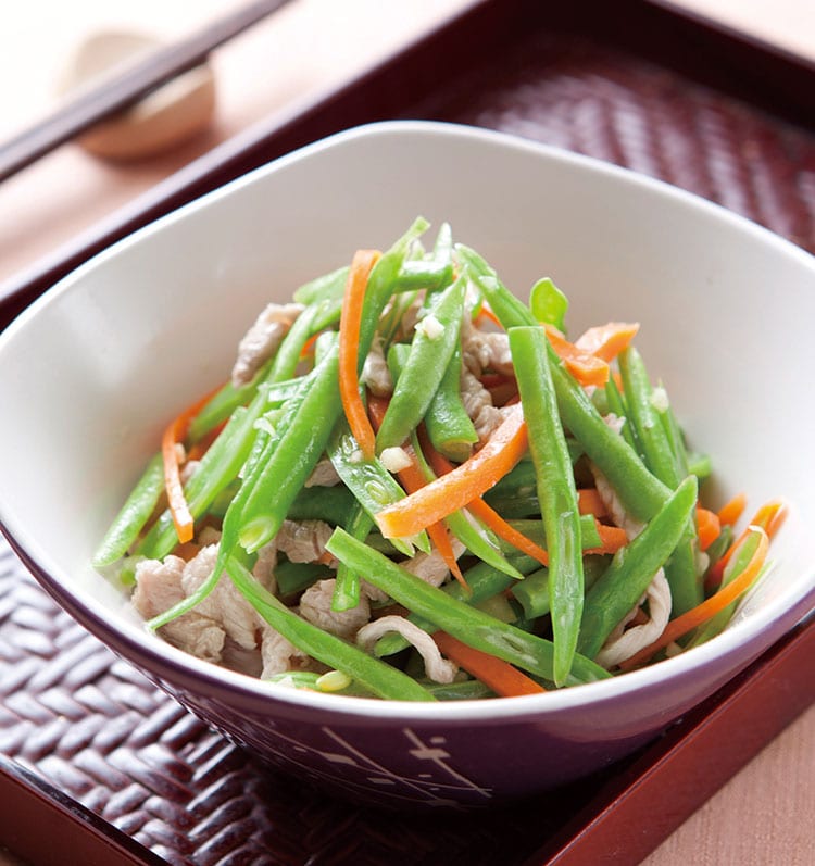 食谱:四季豆拌肉丝