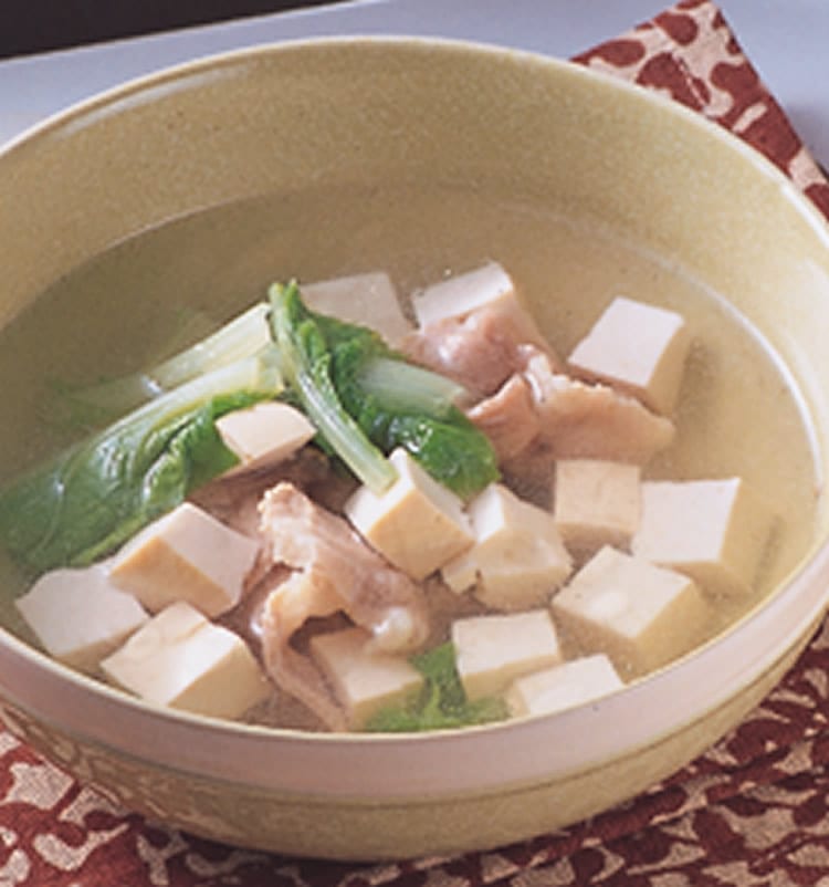 食谱:青菜豆腐肉片汤