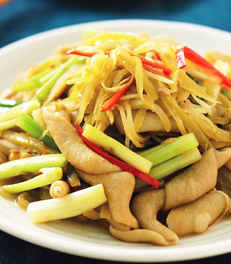 食谱:酸菜炒鸭肠