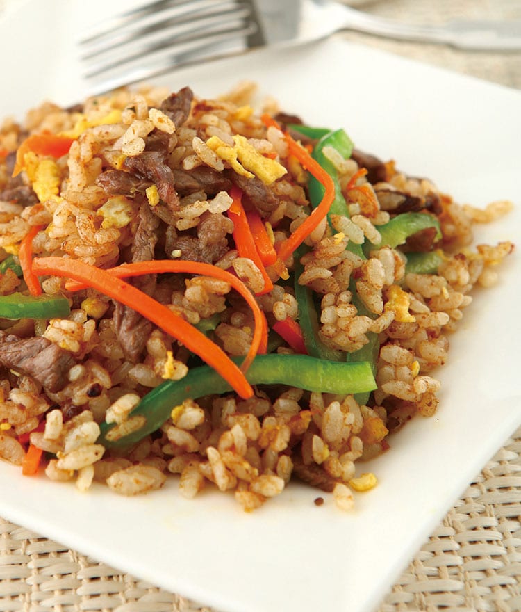 食谱:沙茶青椒牛肉炒饭