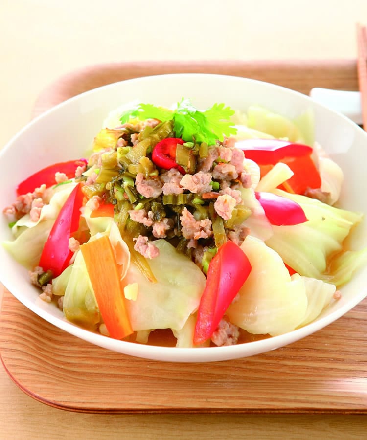 食谱:肉末拌高丽菜