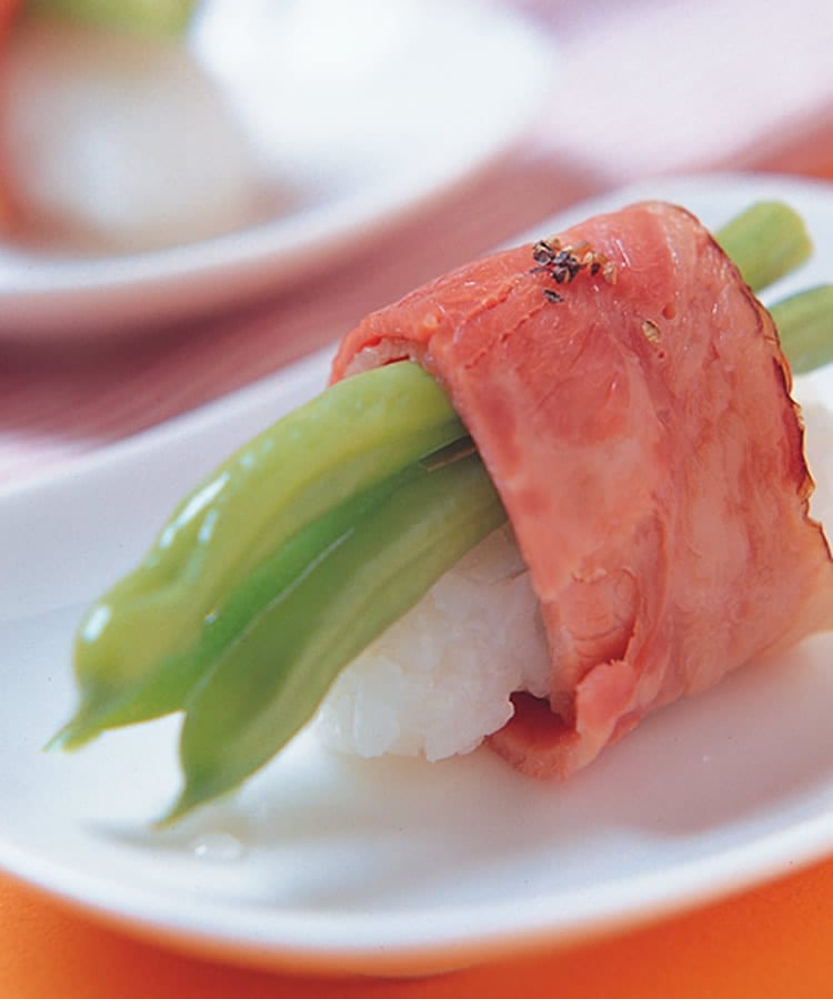 食谱:培根四季豆握寿司