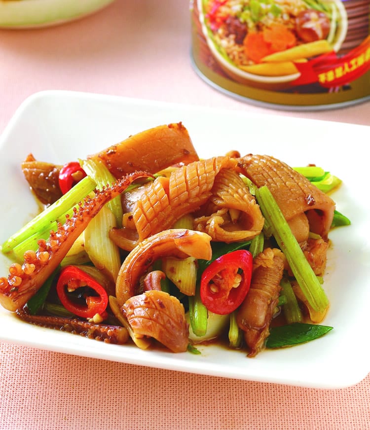 食谱:炸酱芹菜炒鱿鱼