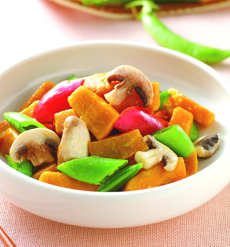 食谱:蘑菇炒南瓜