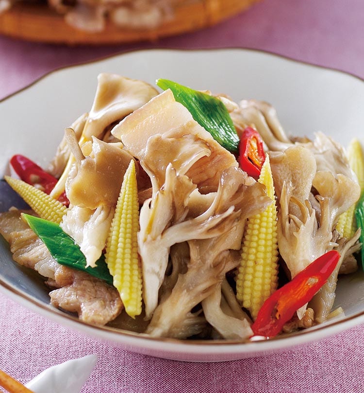 食谱:蒜香五花鲜菇