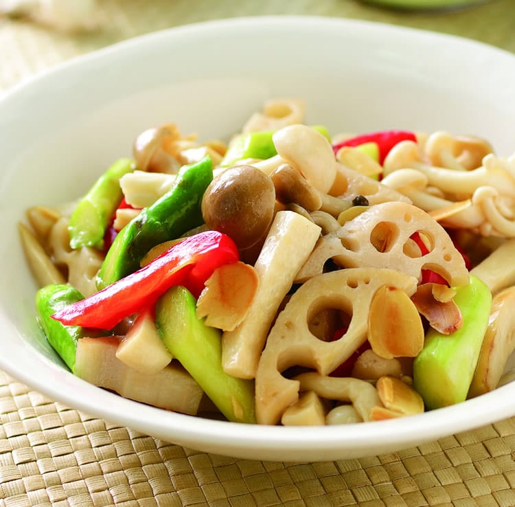食谱:杏仁炒什菇(1)