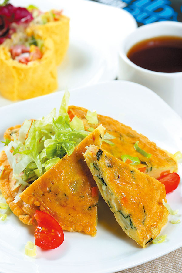 虾仁蔬菜蛋煎