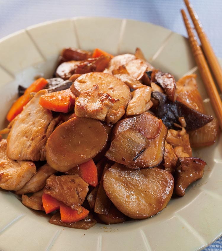 食谱:杏鲍菇烧鸡片