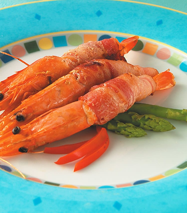 食谱:白酒鲜虾培根卷