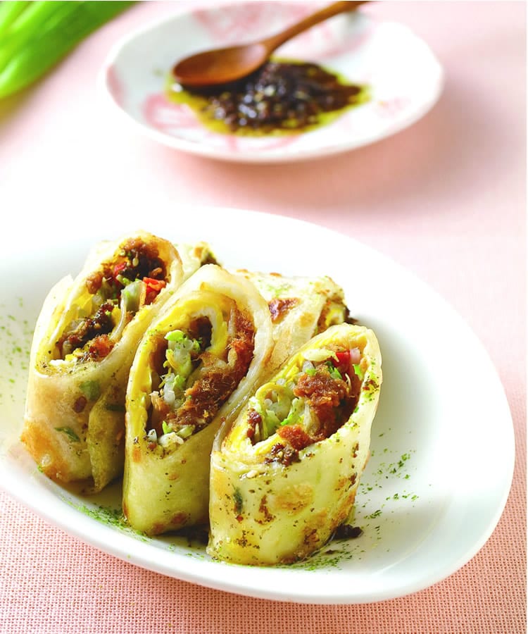 食谱:香椿肉松蛋饼