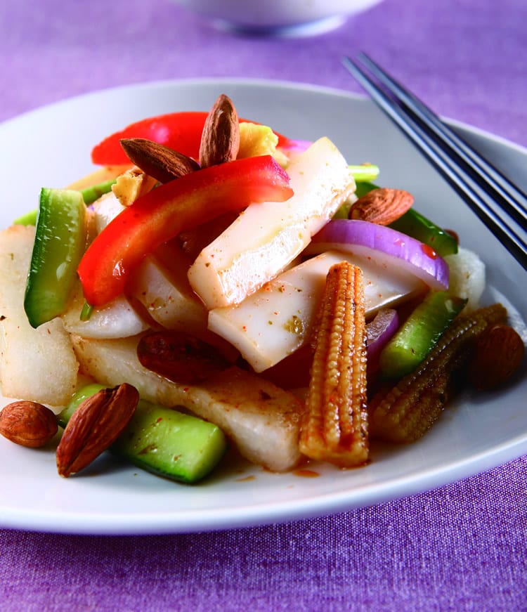 食谱:脆梨杏仁果墨鱼