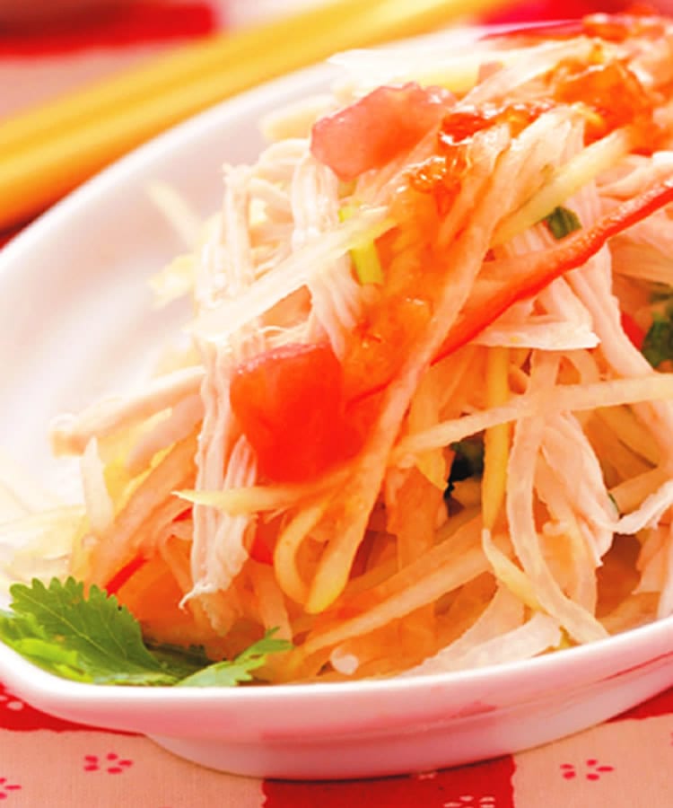 食谱:鸡丝拌青木瓜