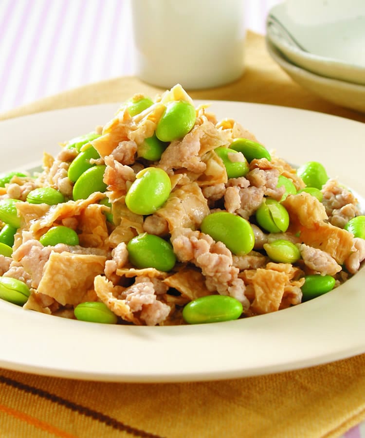 食谱:毛豆炒百页