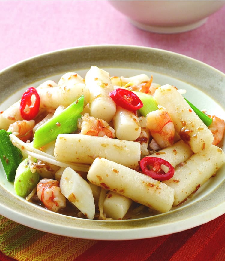 食谱:鲜虾炒年糕 