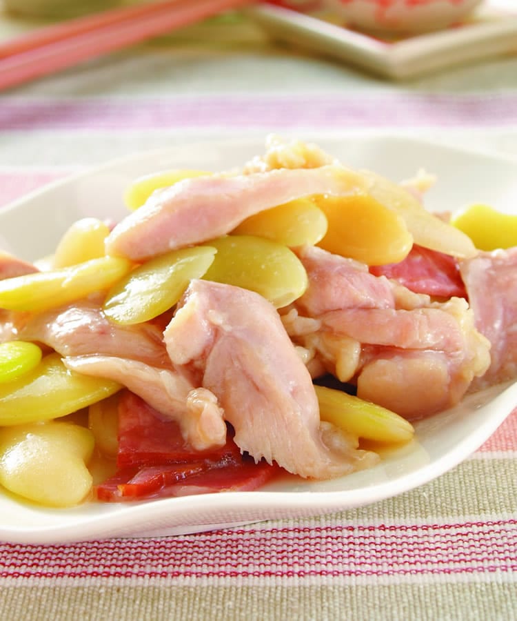 食谱:鸡片炒皇帝豆
