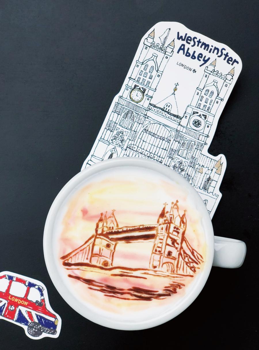 咖啡拉花 | 落日映照下的伦敦塔桥