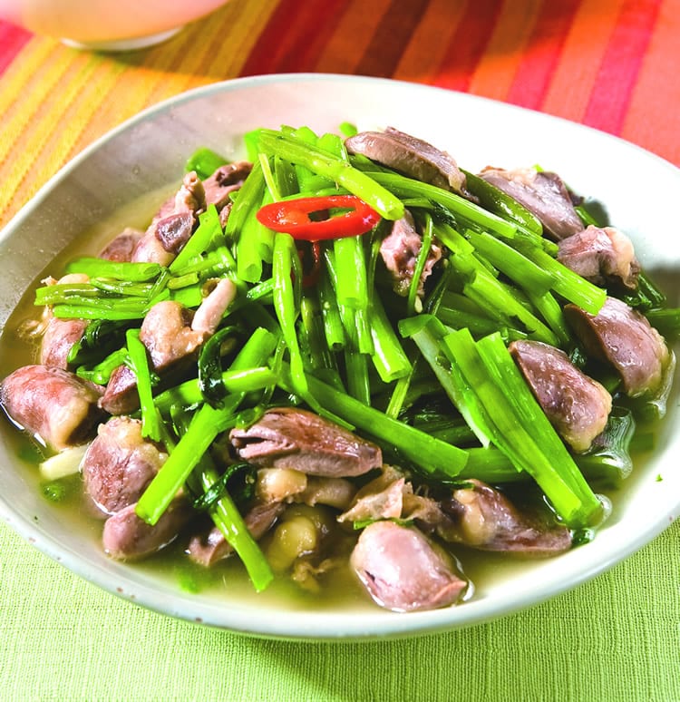 食谱:空心菜炒鸡心