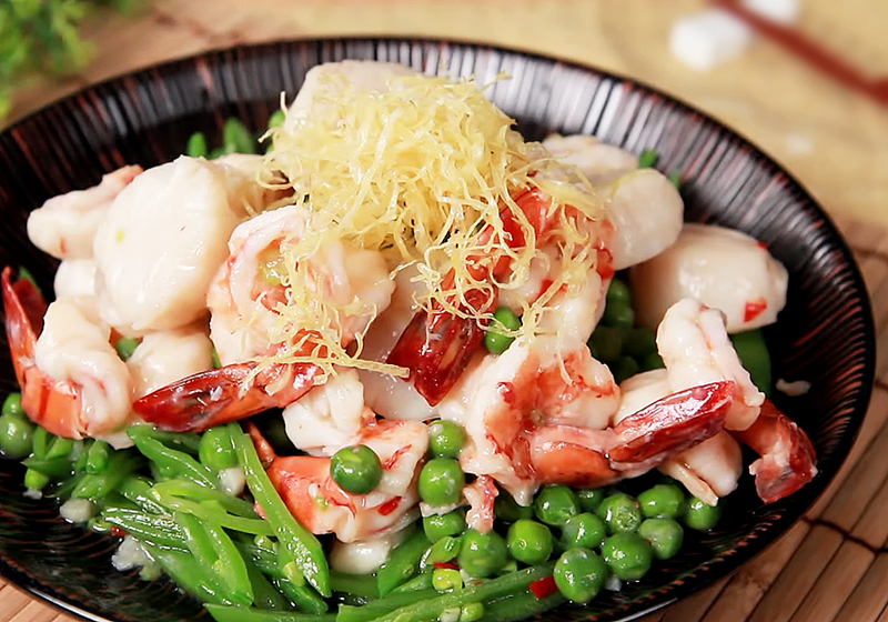 豌豆炒双鲜 (影音)