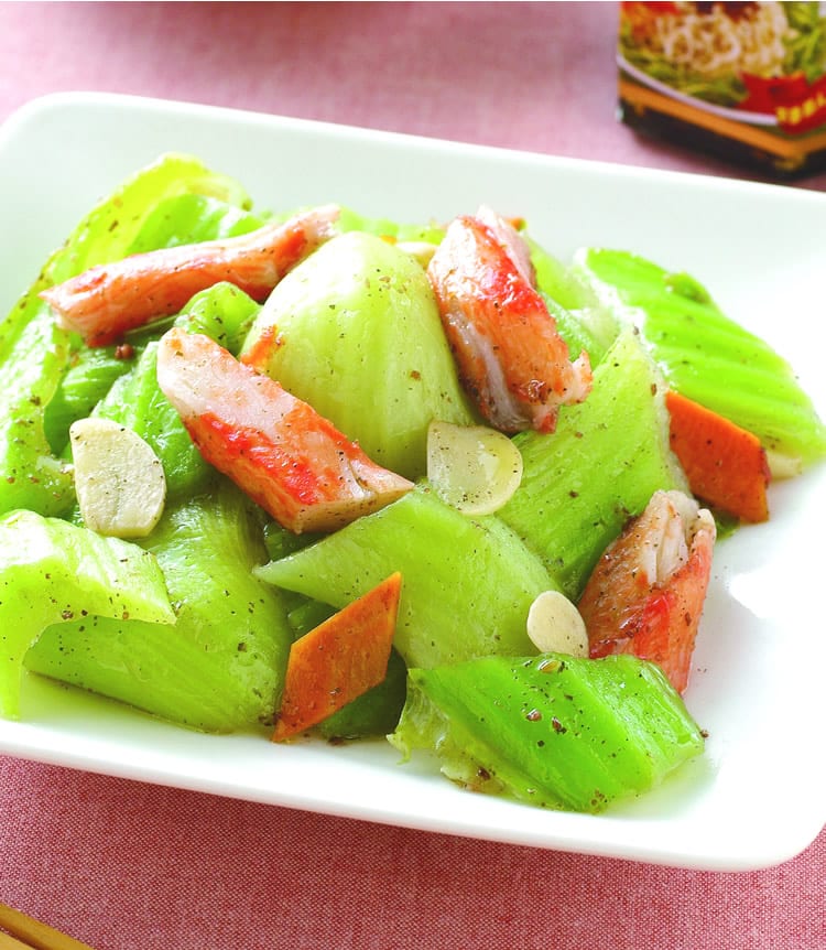 食谱:蟹肉炒芥菜