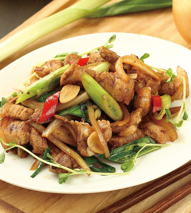 食谱:五香蒜苗肉